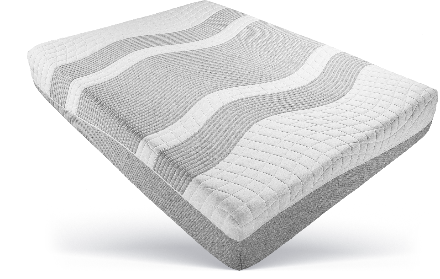 Mattress with waves mattress cover on white and grey background