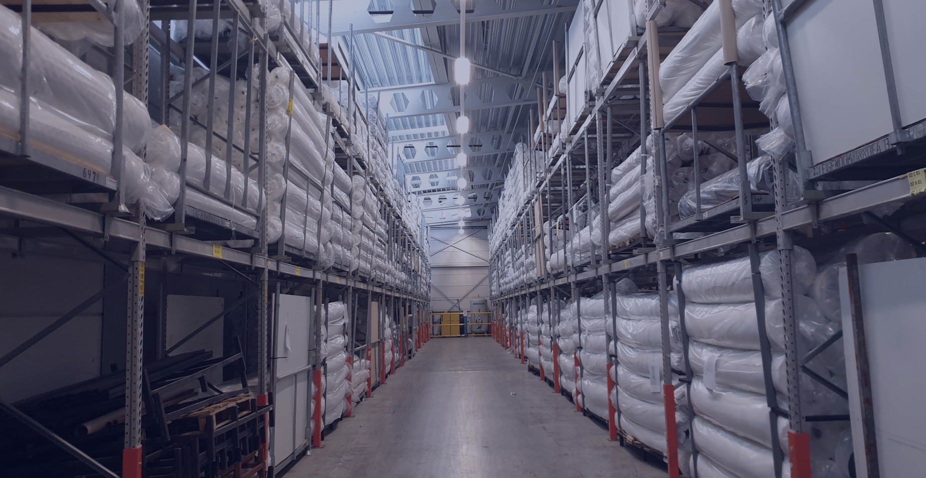 Warehouse from Innofa filled with mattress covers